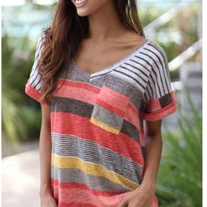 Women's Striped V Neckline T-Shirt